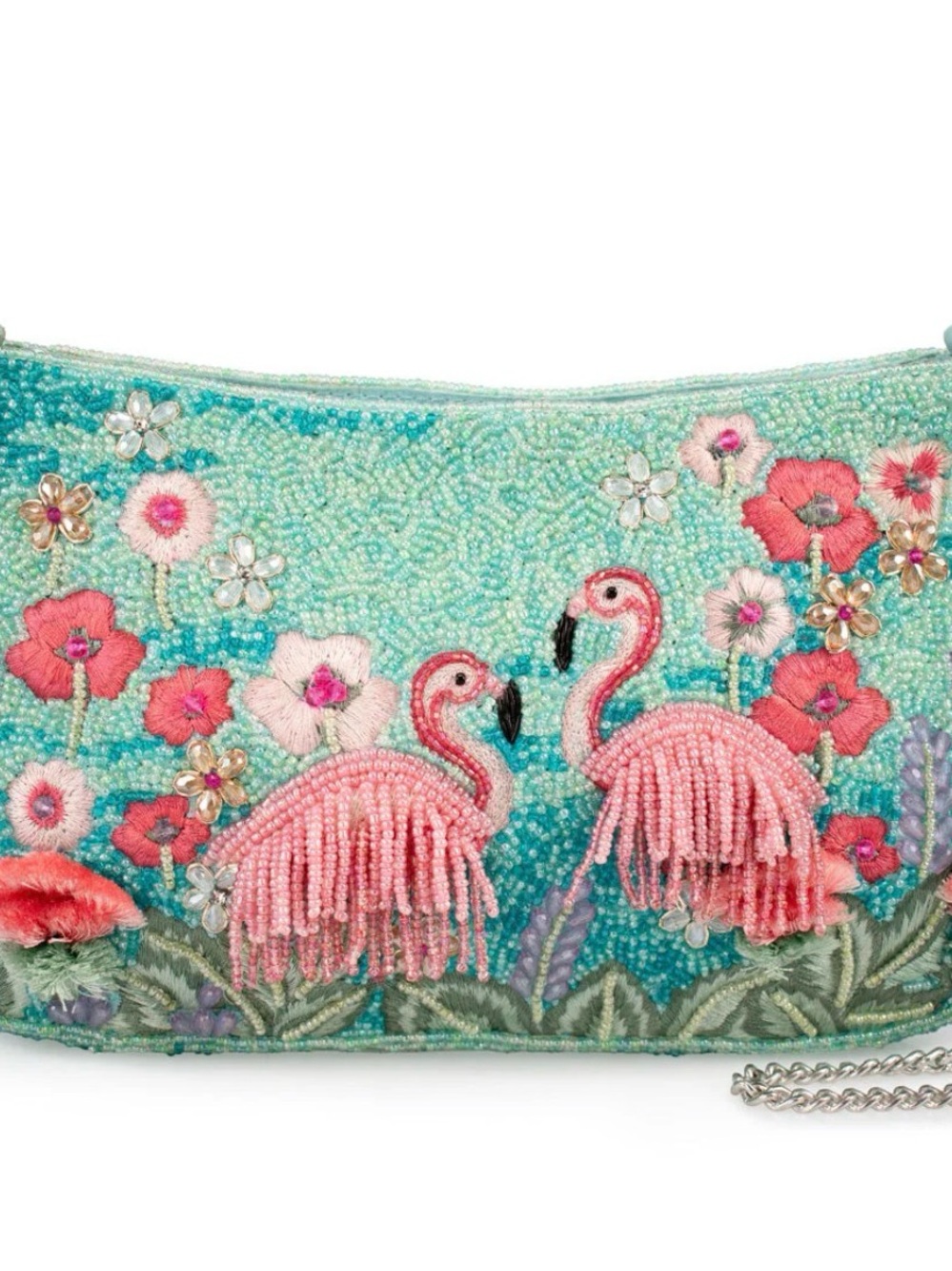 Mary Frances Pink Flamingo Beaded Crossbody Bag